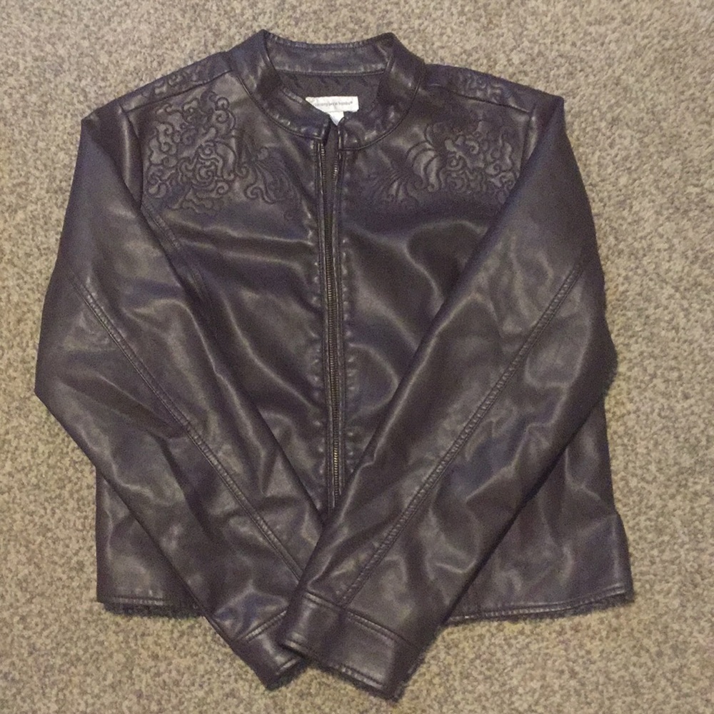 Christopher & Banks brown faux leather jacket